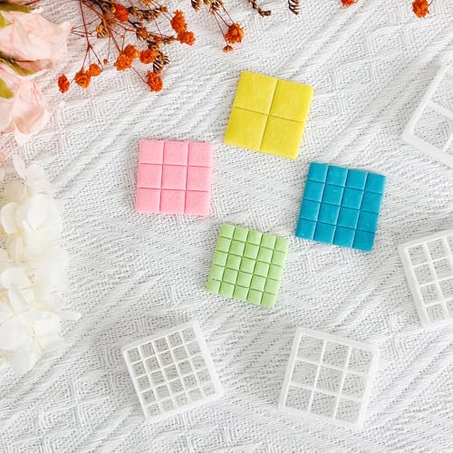 Xaekicr Grid Square Polymer Clay Cutters Set – 4PCS Geometric Clay Cutters for DIY Jewelry Making, Clay Tools for Polymer Clay Molds and Earring Projects - color: L color