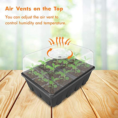 Gardzen 3 Pack Seed Starter Tray Germination Kit, Seed Starter Kit with Adjustable Humidity Dome, Plant Growing Kit 6.6" x 4.5" (12-Cell per Tray), Clear - color: Clear, size: 3-Pack