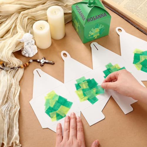 Simgoing 12 Sets Palm Sunday Craft Easter Tissue Paper Lantern Craft - style: Easter Palm