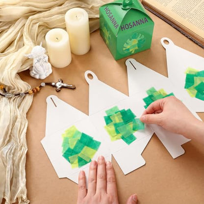 Simgoing 12 Sets Palm Sunday Craft Easter Tissue Paper Lantern Craft - style: Easter Palm