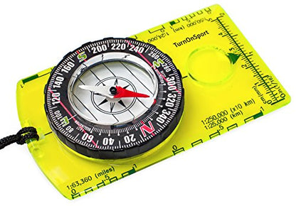 TurnOnSport Orienteering Compass - Advanced Scout Compass for Hiking, Camping, and Backpacking - Best Survival Gifts for Kids