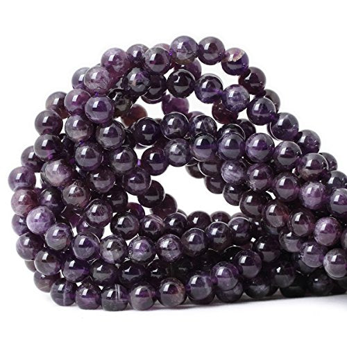 45PCS 8mm Natural Amethyst Gemstone Round Loose Beads Crystal Energy Stone Healing Power for Jewelry Making 1 Strand 15" - color: amethyst, size: 8mm