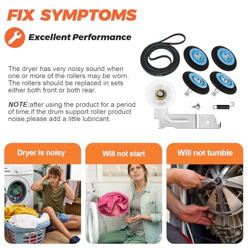 2026 UPGRADED Dryer Repair Kit Replacement for Samsung Drum Roller DC97-16782A, 6602-001655/5ph2337 Dryer Belt, DC93-00634A Idler Pulley fits DV48H7400EW/A2, DV40J3000EW/A2, DV45H7000EW/A2 by Beaquicy