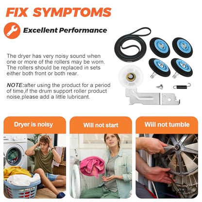 2026 UPGRADED Dryer Repair Kit Replacement for Samsung Drum Roller DC97-16782A, 6602-001655/5ph2337 Dryer Belt, DC93-00634A Idler Pulley fits DV48H7400EW/A2, DV40J3000EW/A2, DV45H7000EW/A2 by Beaquicy
