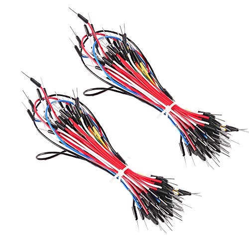 DORHEA 130pcs Solderless Flexible Breadboard Jumper Wires Cable Male to Male Compatible with Arduino Breadboard and Circuit Board (2 Pack)