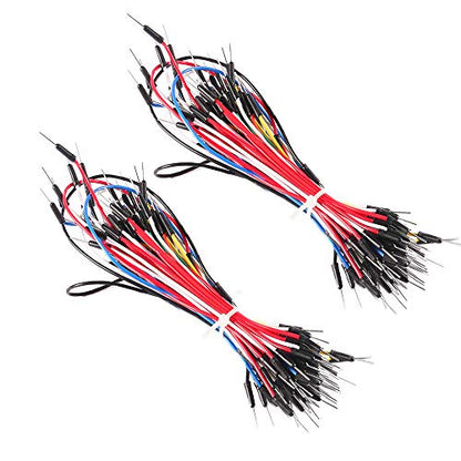 DORHEA 130pcs Solderless Flexible Breadboard Jumper Wires Cable Male to Male Compatible with Arduino Breadboard and Circuit Board (2 Pack)
