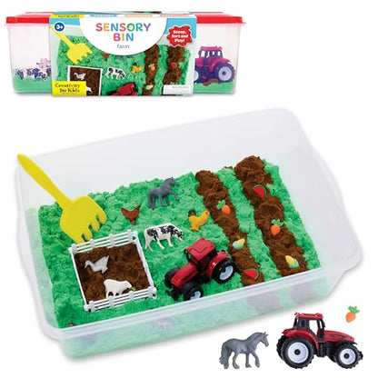 Creativity for Kids Sensory Bin: Farm | Calming, Screen-Free Play with Sand, Animals & Tools | Summer Activities for Toddlers | Back to School Fun (Ages 3+) - style: Farm