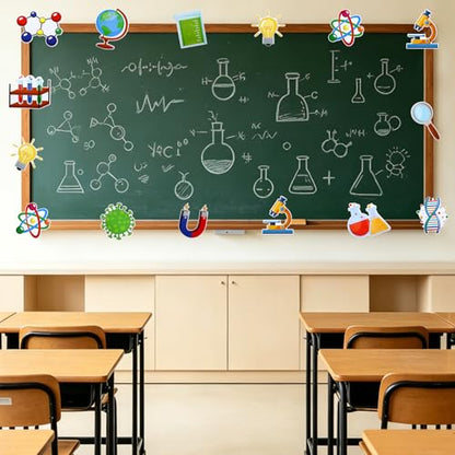 JUNEBRUSHS 60Pcs Science Bulletin Board Decorations Classroom Cutouts - style: Scientific Style