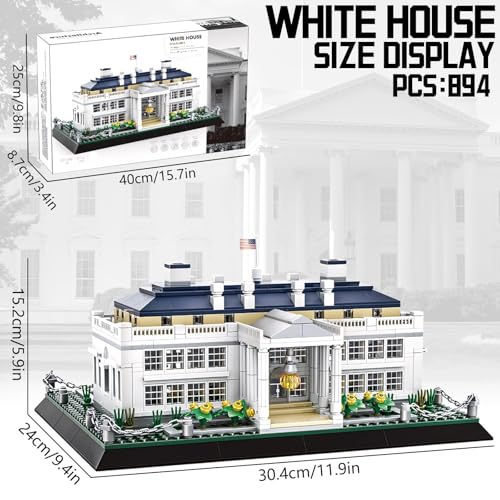CAXIMSY White House Model Building Block Sets 895 Pieces Washington Famous Landmark Architecture Gifts for Adults - color: White House Architecture
