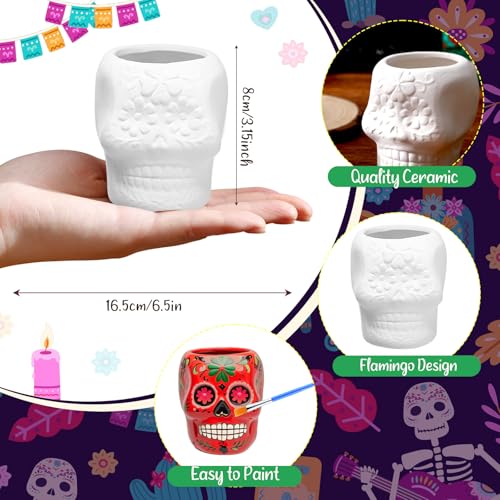 Pasimy 6 Set Ceramics to Paint DIY Succulent Planter Pots, Skull - style: Skull