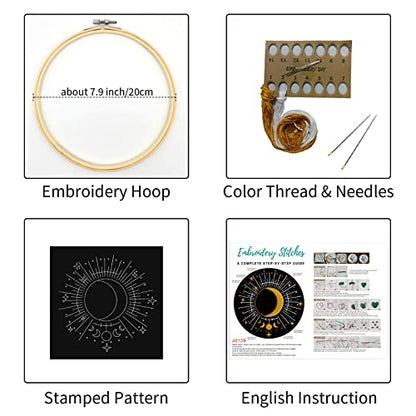 Louise Maelys Tarot Moon Embroidery Kit for Beginners Starry DIY Set - color: kit-3