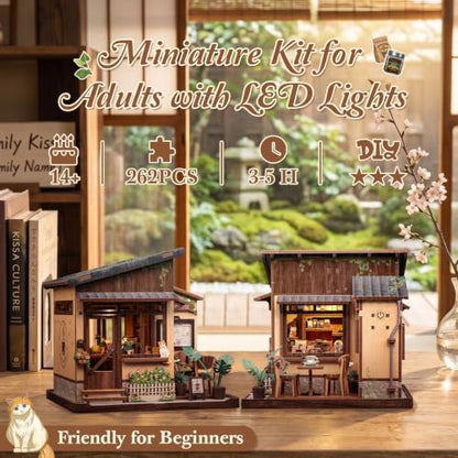 Fsolis Japanese Miniature House - DIY Book Nook Kit - color: Kissa Coffee