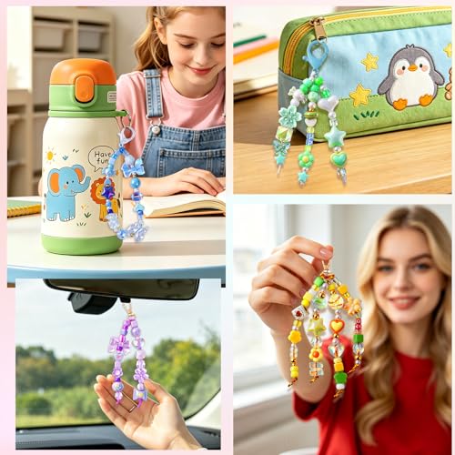 TOHONGADON 1812 Pcs Bead Keychain Making Kit, 7 Color Rainbow Bag Charm Kit - color: 1812 Pcs Beads