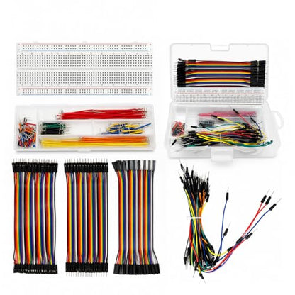 830-Point Solderless Breadboard Electronics Starter Kit Includes 140 Jumper Wires, 65 Flexible Breadboard Cables, and 120-Piece Dupont Wire Set (M-M, M-F, F-F) for Arduino Prototyping