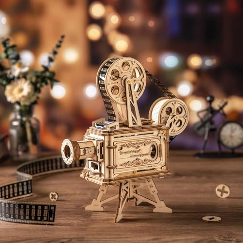ROKR 3D Wooden Puzzles for Adults- 183pcs Mechanical Model Building Kit Wooden Craft Movie Projector Gift for Adults 14+ (Vitascope)
