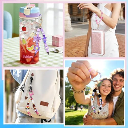 TOHONGADON 1227 PCS Beaded Keychain Making Kit for Women,DIY Bag Charm Kits - color: 1227 PCS Beads