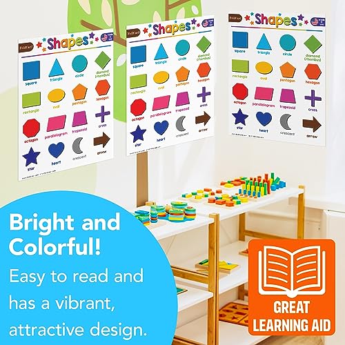 FoldCard Basic Shapes Chart Educational Poster 8.5x11 5pk - color: Basic 2D Shapes