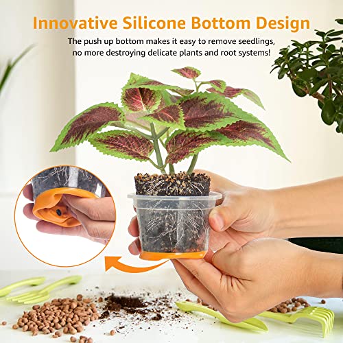 MIXC Clear Nursery Pots with Silicone Base, 4-Inch, 30-Pack - color: Orange, size: 4 Inch