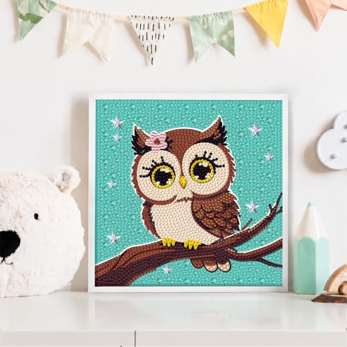 Yeadiffy Special Shaped Crystal Drills 5D Diamond Art Painting Kit with Ultra-Thin Wooden Frame - 7.6x7.6 Inch Sparkling Gem Art by Number for Beginners (1, owl, 7.6 * 7.6) - color: Owl