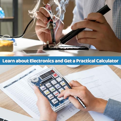 MiOYOOW LED Desk Lamp DIY Electronics Kit and Transparent 6 Digits DIY Calculator Kit, Practical DIY Soldering Practice Kit for Home School Education and Daily Use
