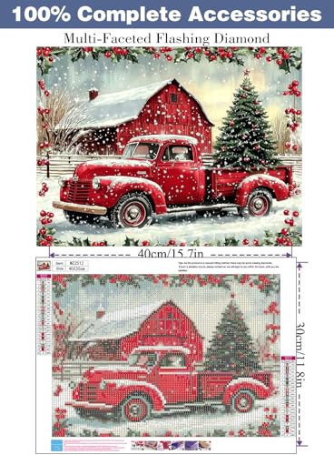 ijbnhd Christmas Red Truck Diamond Art Kits for Adults - color: Christmas Red Truck, size: 16x12in(40x30cm)