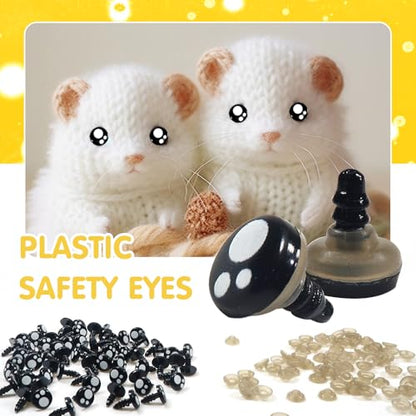TOAOB 320pcs Plastic Safety Eyes with Washers Black Craft Eyes 14mm Stuffed Animals Eyes Oval Craft Doll Eyes for DIY Amigurumis Crochet Animals Bears Making - size: 14mm