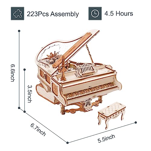 ROKR 3D Puzzles for Adults Cello+Piano Model Kit Wooden Music Box AMK81+AMK63 Building Kit Desk Gift for Men Women Hobby for Adults