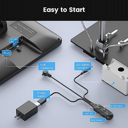 Andonstar AD210 10.1 Inch LCD Digital Microscope for Soldering, Coin - size: 10.1 Inch+Traditional Stand