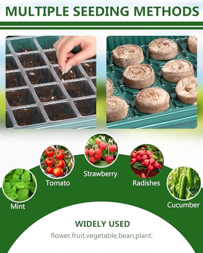joyhalo 40 Cell Seed Starter Kit with Grow Light and Heating Mat - size: 40 Cell