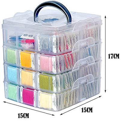 176 PCS Embroidery Floss Set, Complete Set of Tools kit, 4-Tier Organizer Storage Box - size: 4-Tier box