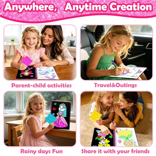 FUNNYB&G Foil Art Craft Kit for Kids, Sparkly Birthday Gift Toy for Girls - style: Princess