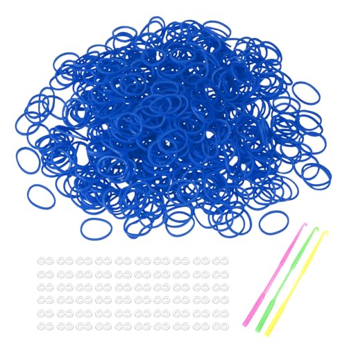 MECCANIXITY 1800 Pcs Loom Rubber Bands Kit with 75 Pcs S-Clips 3-Hooks Rubber Bands Refill Bracelet Making Kits for Weaving DIY Handcrafts Gift, Dark Blue - color: Dark Blue