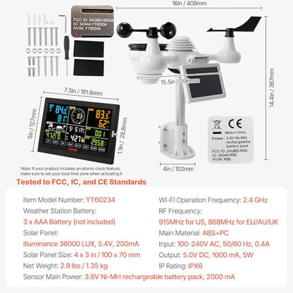 VEVOR YT60234 WiFi Weather Station 7-in-1 Weather Stations Indoor Outdoor - style: 7-in-1 WiFi Weather Station