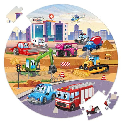 SYNARRY Transportation Floor Puzzle for Kids Ages 3-5, Large 70-Piece - style: Vehicle
