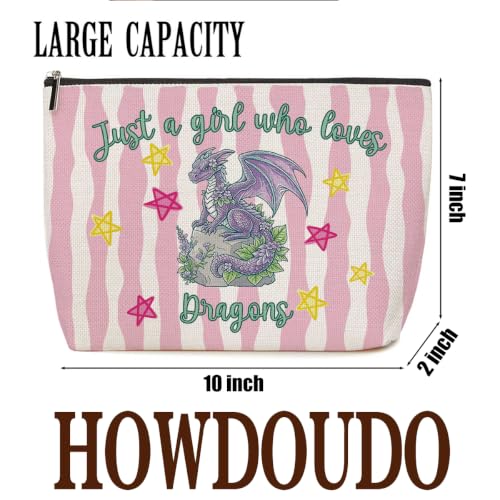 Funny Dragon Gifts for Girls Makeup Bag Pink Striped Cosmetic Bag - color: Multicolor 1773