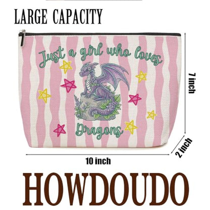 Funny Dragon Gifts for Girls Makeup Bag Pink Striped Cosmetic Bag - color: Multicolor 1773