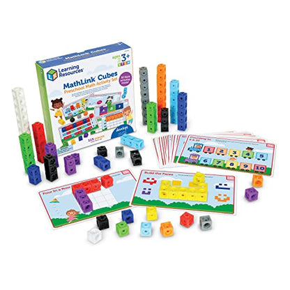 Learning Resources MathLink Cubes Preschool Math Activity Set - Classroom Must Haves, Teacher School Supplies, Toddler Montessori Toys,Building Blocks, Math Manipulatives, Homeschool Games - style: Preschool Activity Set