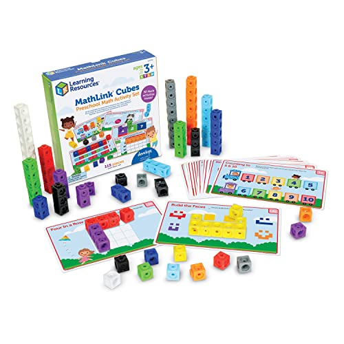 Learning Resources MathLink Cubes Preschool Math Activity Set - Classroom Must Haves, Teacher School Supplies, Toddler Montessori Toys,Building Blocks, Math Manipulatives, Homeschool Games - style: Preschool Activity Set