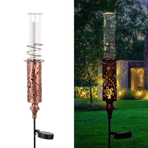Rain Gauge Outdoor, Solar Water Gauge for Rain - color: Copper