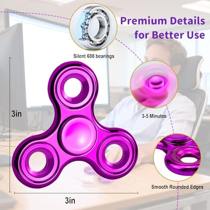 Fidget Toys Adults,Electroplated Metal Fidget Spinner Stress Reducer,High Speed 3-5 Min Quite Spins,Fidgets for Adults & Teens & Kids Age 6+(Pink) - color: Pink
