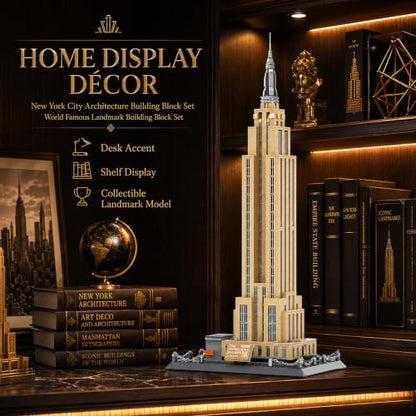 Empire State Architecture Building Blocks Sets New York City Skyline Architecture Model Kits New York Landmark Skycraper Toys Gift for Adults Kids Teens 1559 PCS - style: Empire State