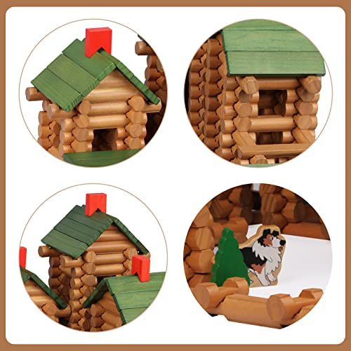 Wondertoys 530 Pcs Wooden Logs Set Ages 3+, Classic Building Log Toys for Kids, Creative Construction Engineering Educational Gifts - style: 530 PCS