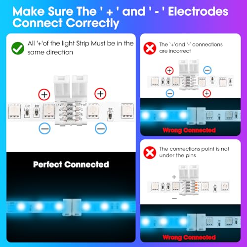 WENHSIN 10Packs 4-Pin RGB LED Light Strip Connectors 10mm Unwired Gapless Solderless Adapter Terminal Extension (Pack of 2) - size: 10MM-4PIN (Pack of 2)
