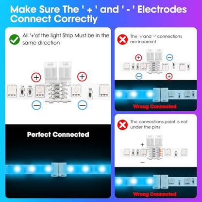 WENHSIN 10Packs 4-Pin RGB LED Light Strip Connectors 10mm Unwired Gapless Solderless Adapter Terminal Extension (Pack of 2) - size: 10MM-4PIN (Pack of 2)