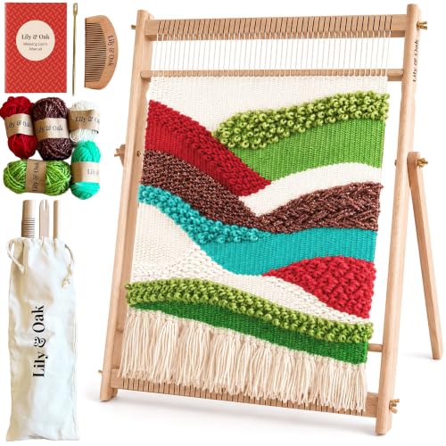 Lily & Oak Weaving Loom for Adults & Kids - Weaving Loom Kit | Beginner-Friendly Table Loom & Lap Loom with Yarn, Tools & Instructions | Wooden Loom for Multicraft Projects (19.6 x 15.8 inches) - size: Large