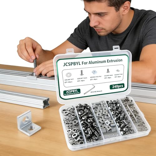 240pcs M5 T-Nuts Screws Kit for 2020 2040 8020 Series Aluminum Extrusion,40Pcs M5x8,40Pcs M5x12 Hexagon Socket Screws,40Pcs M5 T Sliding Nut,40Pcs M5 T Nut,80Pcs Washers - style: 240pcs 20 Series Screws Kit Silver