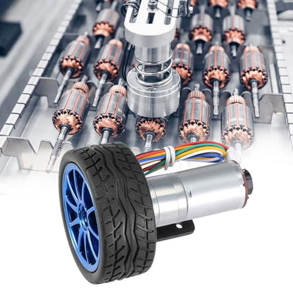 Gear Motor, High-Precision Metal Encoder Motor with Mounting Bracket 65mm Wheel Kit DC12V for Robotics Smart Car DIY Projects - size: Speed 130