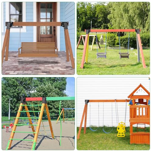 SELEWARE A Frame Swing Set Brackets for 4x4 Legs and 4x6 Beam - color: End brackets: 2 pcs