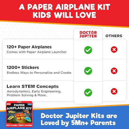 Doctor Jupiter Paper Airplane Book Kit for Kids Ages 4+, Craft Toy - style: 120+ Airplanes
