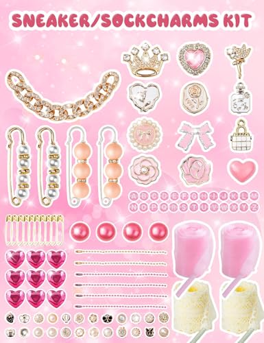 RQAYE Shoe Charms for Sneakers,Junk Socks Charms Kit with Lace Shoelaces - style: Cute Sweetheart